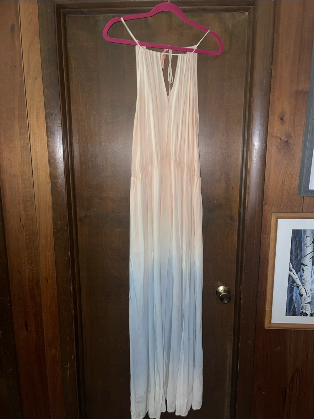 Lulu's Blush Pink and Blue Ombre Maxi Dress